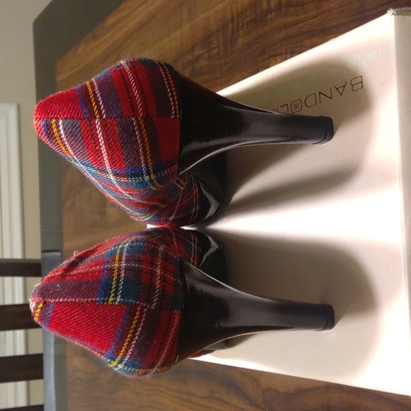 Bandolino Peep-tow Plaid Heels sz 10 - Picture 3 of 4